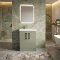 [BALARN803AH019] Bramshall Floor Standing 2 Door Vanity Basin Unit with Mid-Edge Basin, 600mm, Choice of Colour and Handle Finish - Lifestyle 1