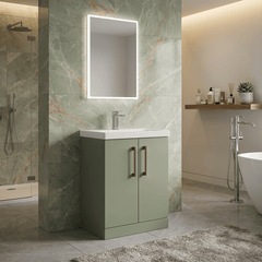 [BALARN803AH019] Bramshall Floor Standing 2 Door Vanity Basin Unit with Mid-Edge Basin, 600mm, Choice of Colour and Handle Finish - Lifestyle 2