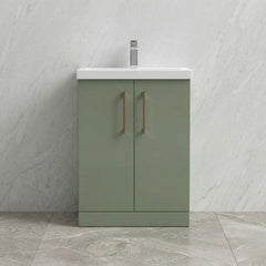 [BALARN803AH019] Bramshall Floor Standing 2 Door Vanity Basin Unit with Mid-Edge Basin, 600mm, Choice of Colour and Handle Finish - Studio Shot