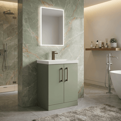 [BALARN803AH1516] Bramshall Floor Standing 2 Door Vanity Basin Unit with Mid-Edge Basin, 600mm, Choice of Colour and Handle Finish - Lifestyle 2