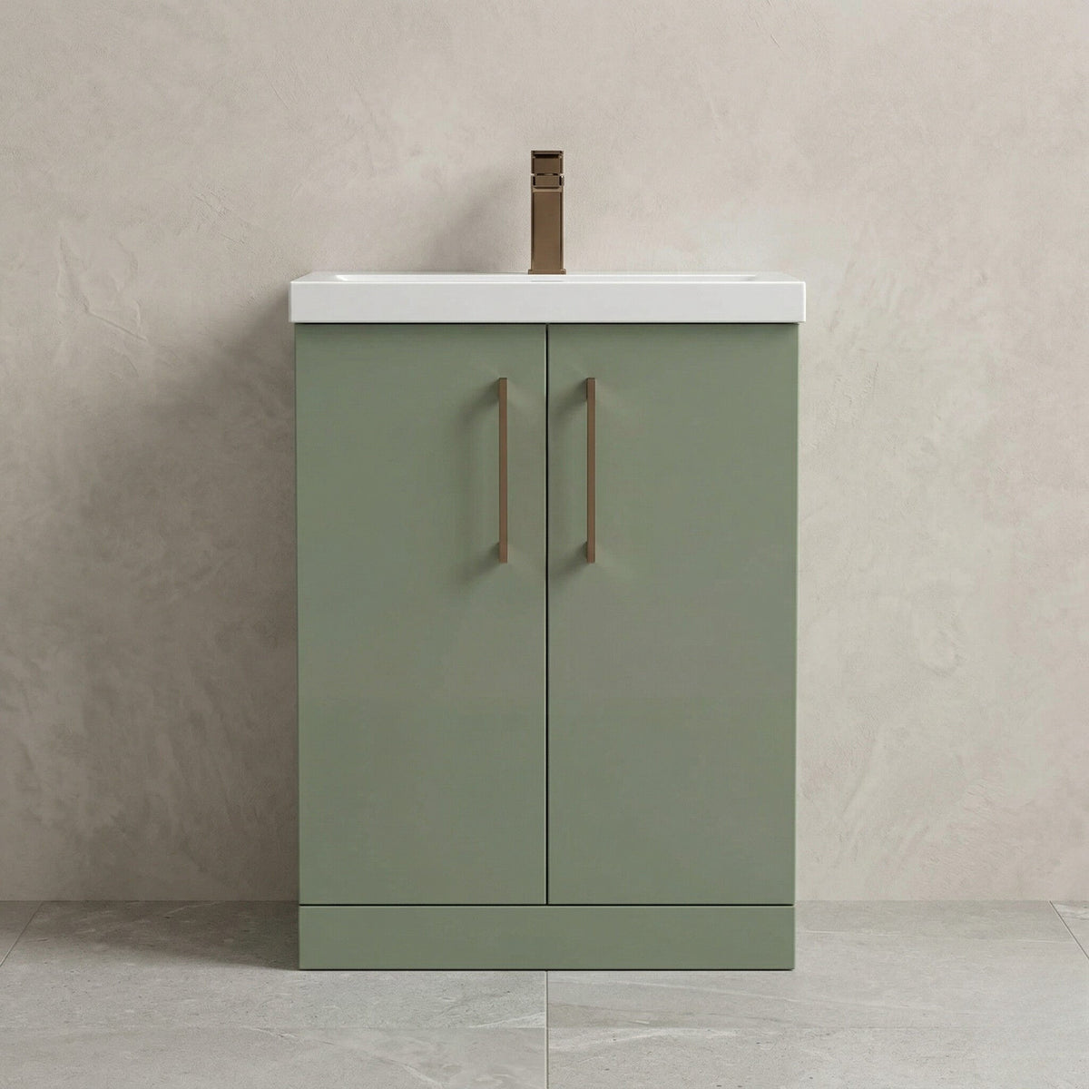 [BALARN803AH1516] Bramshall Floor Standing 2 Door Vanity Basin Unit with Mid-Edge Basin, 600mm, Choice of Colour and Handle Finish - Studio Shot