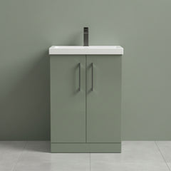 [BALARN803AH716] Bramshall Floor Standing 2 Door Vanity Basin Unit with Mid-Edge Basin, 600mm, Choice of Colour and Handle Finish - Studio Shot