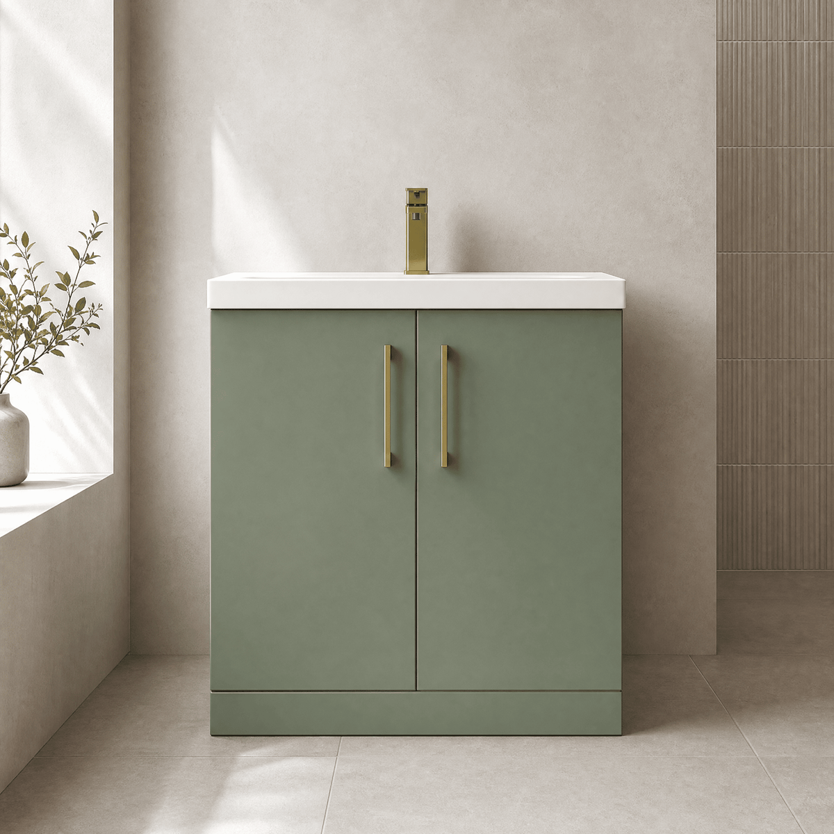 [BALARN805AH017] Bramshall Floor Standing 2 Door Vanity Basin Unit with Mid-Edge Basin, 800mm, Choice of Colour and Handle Finish - Lifestyle 1