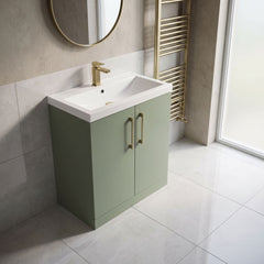 [BALARN805AH017] Bramshall Floor Standing 2 Door Vanity Basin Unit with Mid-Edge Basin, 800mm, Choice of Colour and Handle Finish - Lifestyle 2