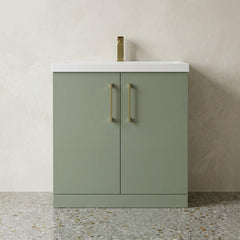 [BALARN805AH017] Bramshall Floor Standing 2 Door Vanity Basin Unit with Mid-Edge Basin, 800mm, Choice of Colour and Handle Finish - Studio Shot