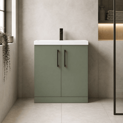 [BALARN805AH018] Bramshall Floor Standing 2 Door Vanity Basin Unit with Mid-Edge Basin, 800mm, Choice of Colour and Handle Finish - Lifestyle 1
