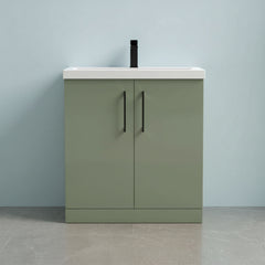 [BALARN805AH018] Bramshall Floor Standing 2 Door Vanity Basin Unit with Mid-Edge Basin, 800mm, Choice of Colour and Handle Finish - Studio Shot
