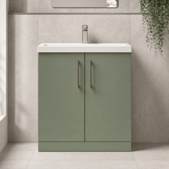 [BALARN805AH019] Bramshall Floor Standing 2 Door Vanity Basin Unit with Mid-Edge Basin, 800mm, Choice of Colour and Handle Finish - Lifestyle 1