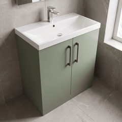 [BALARN805AH019] Bramshall Floor Standing 2 Door Vanity Basin Unit with Mid-Edge Basin, 800mm, Choice of Colour and Handle Finish - Lifestyle 2