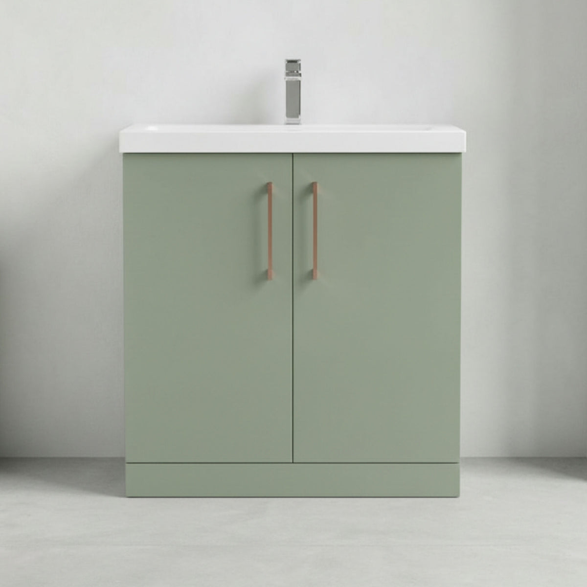 [BALARN805AH019] Bramshall Floor Standing 2 Door Vanity Basin Unit with Mid-Edge Basin, 800mm, Choice of Colour and Handle Finish - Studio Shot