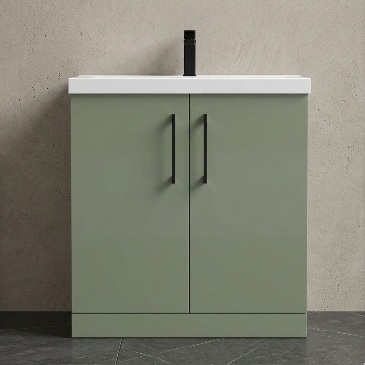 [BALARN805AH1516] Bramshall Floor Standing 2 Door Vanity Basin Unit with Mid-Edge Basin, 800mm, Choice of Colour and Handle Finish - Studio Shot