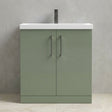 [BALARN805AH716] Balterley Level Contemporary Bathroom Floor Standing 2-Door Vanity Unit & Mid-Edge Basin, Satin Green, 800mm - Silo