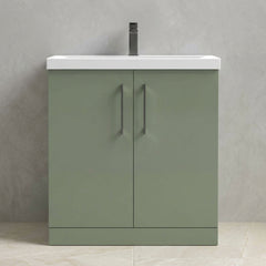 [BALARN805AH716] Bramshall Floor Standing 2 Door Vanity Basin Unit with Mid-Edge Basin, 800mm, Choice of Colour and Handle Finish - Studio Shot