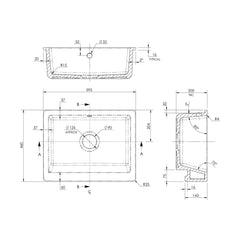 [BALBU19124] Butler Over Mount Sink O/F 595x460x200 - Technical Drawing
