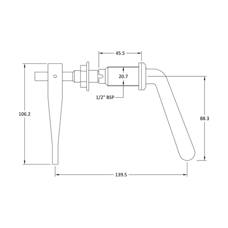 Balterley Universal Metal Toilet Cistern Lever, Solid Brass Flush Handle Replacement - Chrome Finish