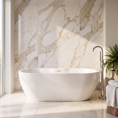 Round Freestanding Boat Bath, White, Choice of Size