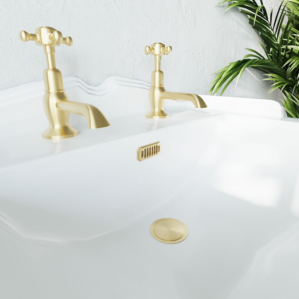 [BAOF03C] Ceramic Accessories Traditional Grill Overflow Cover - 26mm x 50mm - Brushed Brass - Lifestyle 3