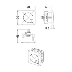 [BAPBM07] Square Dual Flush Push Button, Choice of Colour - Line Drawing