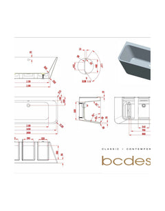 [BAS024S] Balterley 1600mm Back To Wall Bath With Waste - Technical Drawing