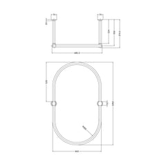 [BASR010] 1092mm Oval Shower Ring - Technical Drawing