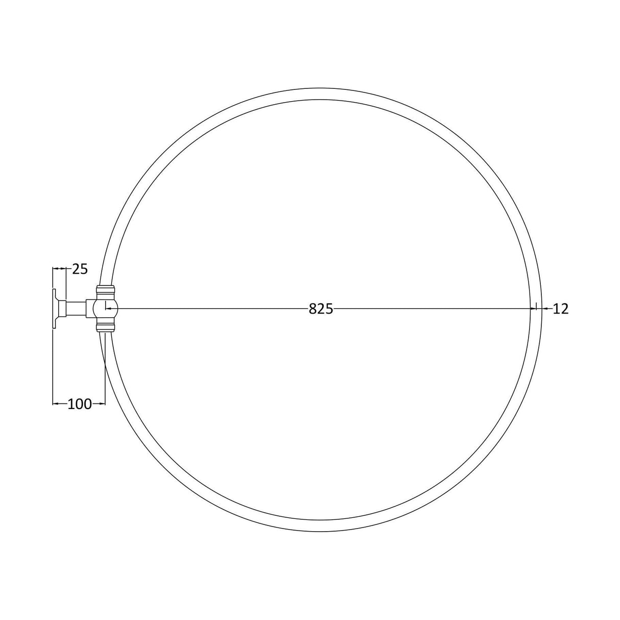 [BASR386] 825mm Round Shower Ring - Technical Drawing