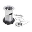 [BASW303] Balterley Basin Waste with Brass Plug & Ball Chain, Slotted Round Design, Quality Brass Build, 60mm x 88mm - Chrome - Cutout
