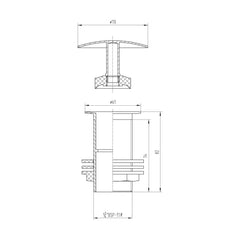 [BASW305] Round Free Running Basin Waste - Chrome - Technical Drawing