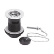 [BASW308] Balterley Basin Waste with Poly Plug & Chain, Slotted Round Design, Durable Build, 61mm x 81mm - Chrome/Black - Cutout
