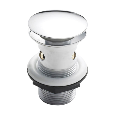 [BASW328] Balterley Easyclean Push Button Basin Waste, Slotted, Round Design for Basins with Overflow - Chrome - Cutout