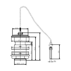 [BASW395] Balterley Ceramic Basin Waste with Brass Plug & Brass Chain, Slotted Design - Chrome Finish - Technical Drawing