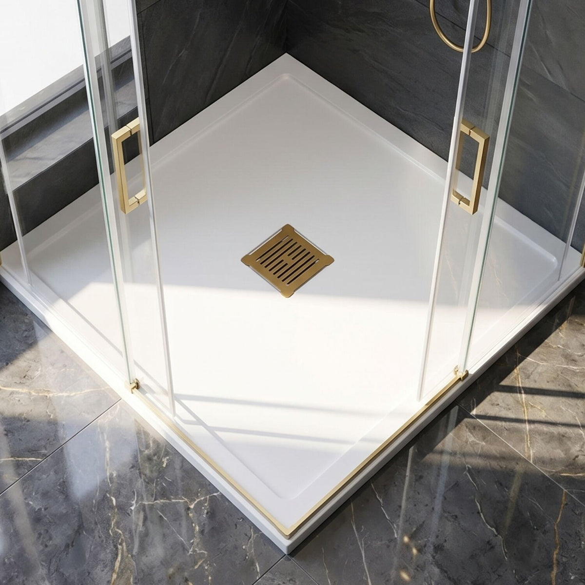 [BATW005S] Contemporary Resin Slimline Shower Tray Grill Waste - Choice of Colour - Cutout