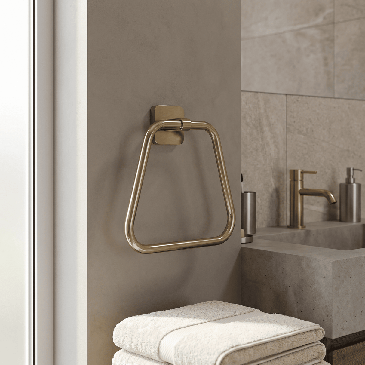 [BB201BB] Contemporary Wall Mounted Bathroom Towel Ring - Choice of Finish - Lifestyle 1