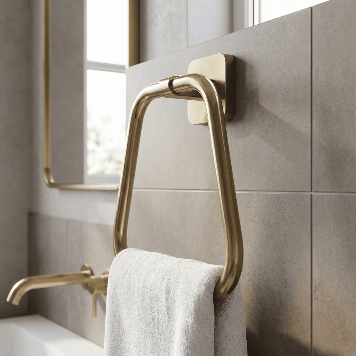 [BB201BB] Contemporary Wall Mounted Bathroom Towel Ring - Choice of Finish - Lifestyle 2