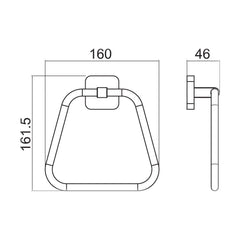 [BB201K] Contemporary Wall Mounted Bathroom Towel Ring - Choice of Finish - Technical Drawing