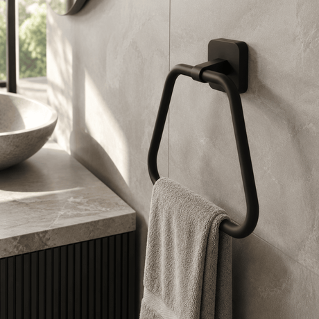 [BB201K] Contemporary Wall Mounted Bathroom Towel Ring - Choice of Finish - Silo