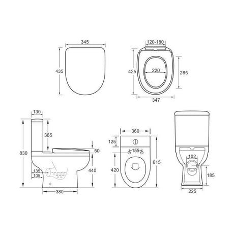 [BB23701RHDELNC] DELUXE Comfort Bog In A Box cw SC Seat - Technical Drawing