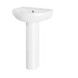 [BB3722A] Sleek Modern White 550mm Round Bathroom 2 Tap Hole Basin & Pedestal - Cutout