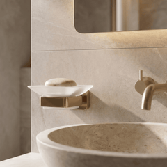 [BB601BB] Wall Mounted Bathroom Soap Holder with Glass Dish - Choice of Finish - Lifestyle 1