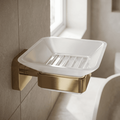 [BB601BB] Wall Mounted Bathroom Soap Holder with Glass Dish - Choice of Finish - Lifestyle 2