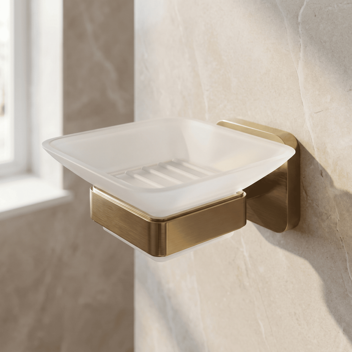 [BB601BB] Wall Mounted Bathroom Soap Holder with Glass Dish - Choice of Finish - Silo