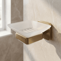 [BB601BB] Wall Mounted Bathroom Soap Holder with Glass Dish - Choice of Finish - Silo