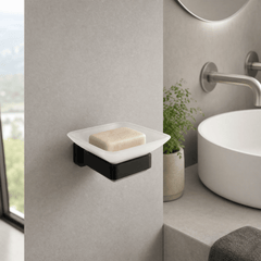 [BB601K] Wall Mounted Bathroom Soap Holder with Glass Dish - Choice of Finish - Lifestyle 1