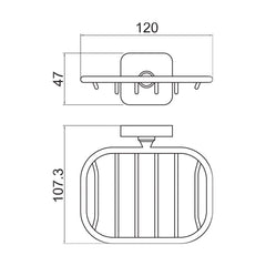 [BB701K] Wall Mounted Bathroom Soap Holder Basket - Choice of Finish - Technical Drawing