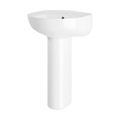 [BB7021T] Sleek Modern White 550mm Round Bathroom 1 Tap Hole Basin & Pedestal - Cutout