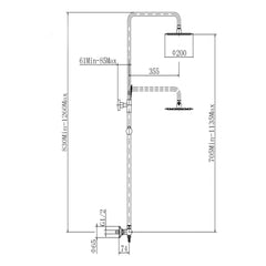 [BB9301BRS] Round Thermostatic Shower Bar Valve Kit - Brushed Brass - Technical Drawing