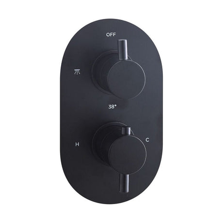 [BB9308BL] Balterley Concealed Wall Mounted Round Handle Single Outlet Twin Shower Valve Durable Brass, 200x120mm - Matt Black Finish - Cutout