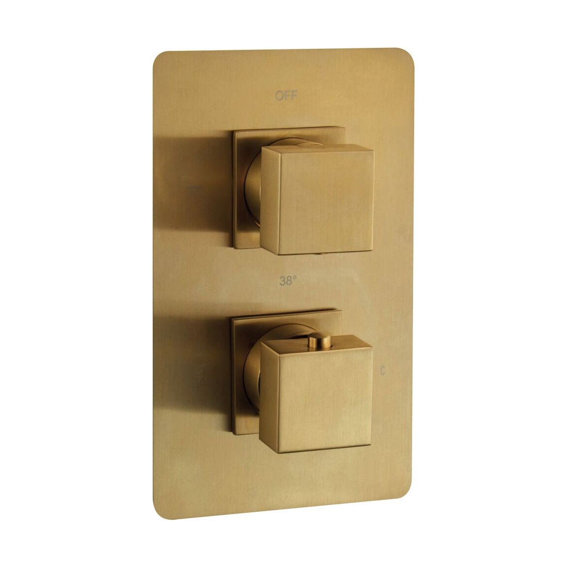 [BB9310BRS] Balterley Modern Wall Mounted Concealed Thermostatic Square Twin Handle Single Outlet Shower Valve, 200x120mm Brushed Brass Finish - Cutout