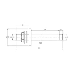 [BB9347BL] Balterley Modern Bathroom Round Ceiling Mounted Shower Arm Durable Brass Construction, 100mm - Matt Black Finish - Technical Drawing