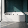 [BBA409-J8] Contemporary Square Single Ended Straight Whirlpool Bath, 8 Chrome Jets and Leg Set, Choice of Size - Silo