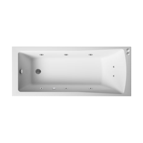 [BBA410-J8] Contemporary Square Single Ended Straight Whirlpool Bath, 8 Chrome Jets and Leg Set, Choice of Size - Cutout